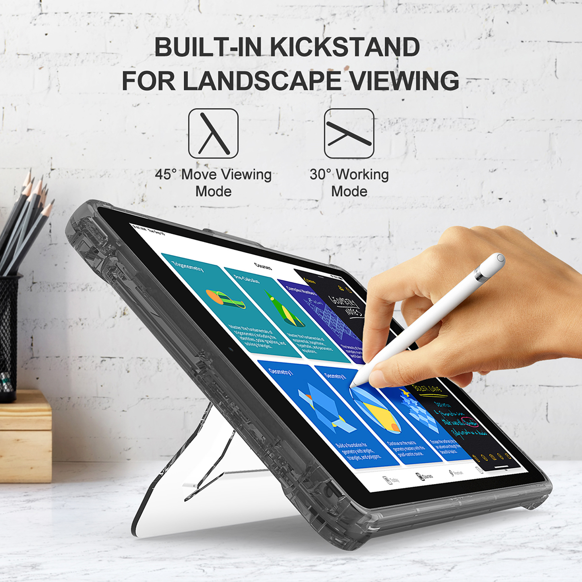 2022 newest tablet case clear TPU shockproof back cover with PC kickstand for iPad 10.2" / pro 10.5"